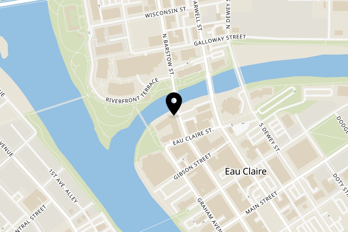 Map showing the location of Madden Ramen on 10 S Barstow St in Eau Claire
